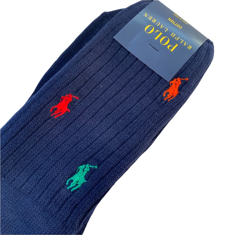 Polo Ralph Lauren Rainbow Pony Crew Sock Navy - Picture 2 of 5
